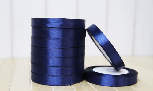 Лента атласная темно-синяя